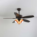 Plafonnier Ventilateur Calviera en Bois et Verre Vintage