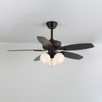 Plafonnier Ventilateur Calviera en Bois et Verre Vintage