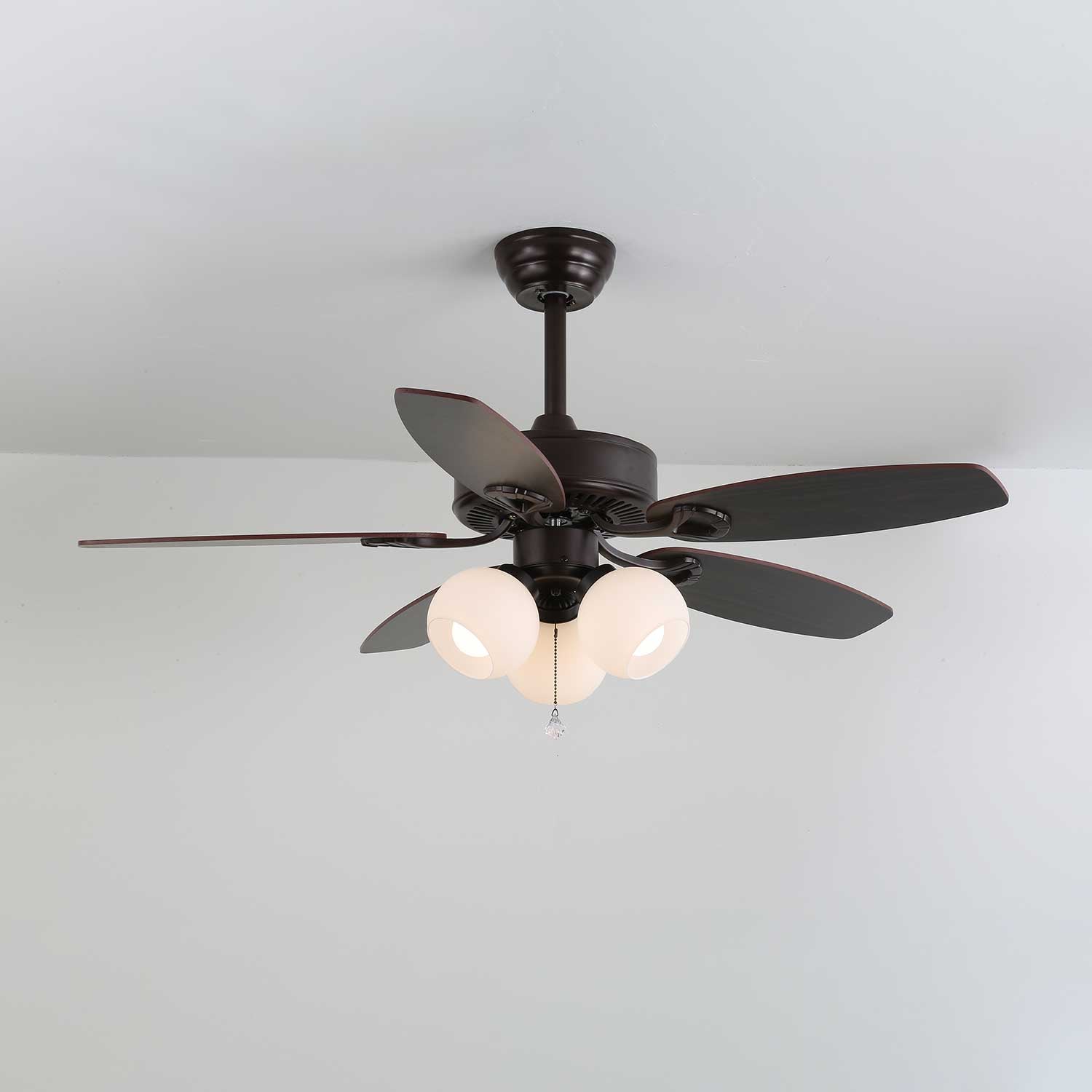 Plafonnier Ventilateur Calviera en Bois et Verre Vintage