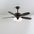 Plafonnier Ventilateur Calviera en Bois et Verre Vintage