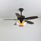 Plafonnier Ventilateur Calviera en Bois et Verre Vintage