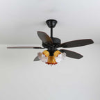 Plafonnier Ventilateur Calviera en Bois et Verre Vintage
