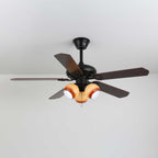 Plafonnier Ventilateur Calviera en Bois et Verre Vintage