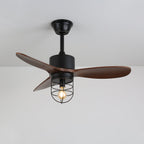 Ventilateur de plafond industriel en bois avec lumière Brisora