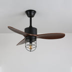 Ventilateur de plafond industriel en bois avec lumière Brisora