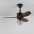 Ventilateur de plafond industriel en bois avec lumière Brisora