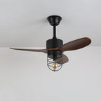 Ventilateur de plafond industriel en bois avec lumière Brisora