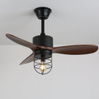 Ventilateur de plafond industriel en bois avec lumière Brisora