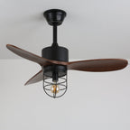 Ventilateur de plafond industriel en bois avec lumière Brisora