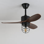 Ventilateur de plafond industriel en bois avec lumière Brisora