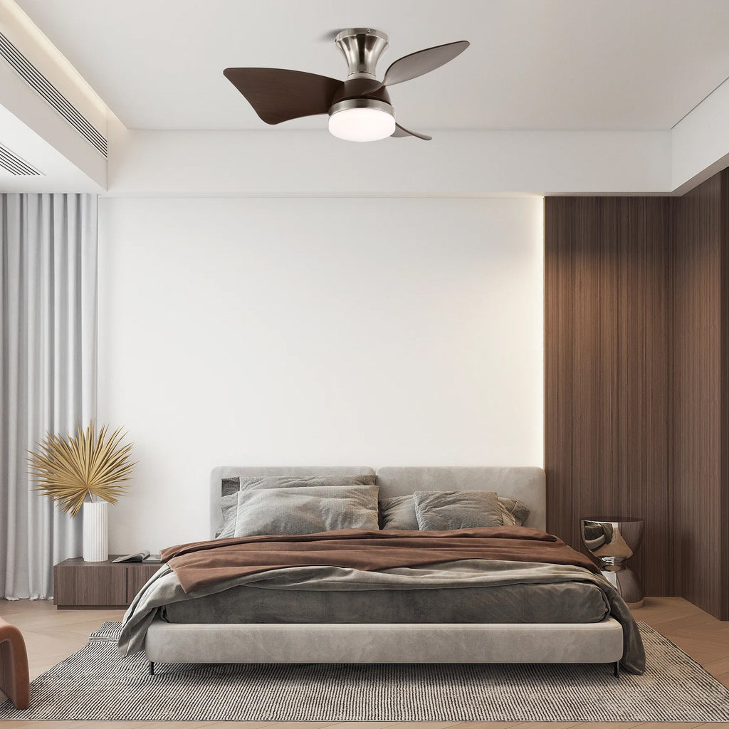Plafonnier Ventilateur Mirella Argent et Bois