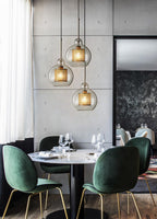 Lustra Lustre Suspendu En Verre Maillage Doré Pour Salle À Manger