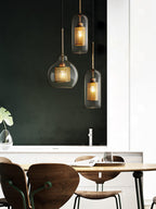Lustra Lustre Suspendu En Verre Maillage Doré Pour Salle À Manger