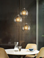 Lustra Lustre Suspendu En Verre Maillage Doré Pour Salle À Manger