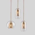 Lustra Lustre Suspendu En Verre Maillage Doré Pour Salle À Manger