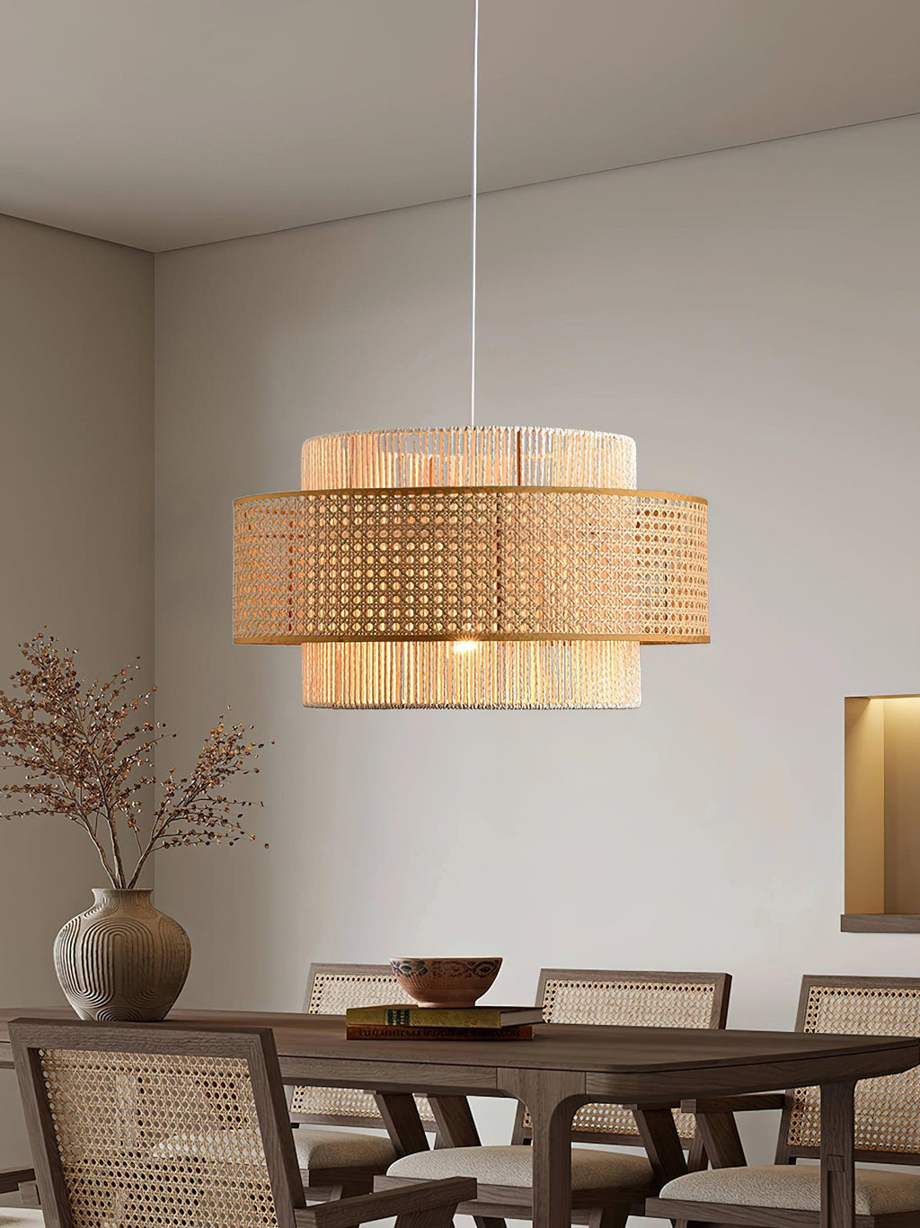 Ulshayra Lampe Suspension en Rotin Concentrique