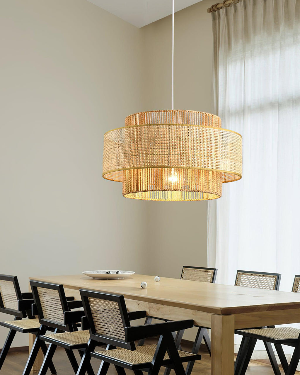 Ulshayra Lampe Suspension en Rotin Concentrique