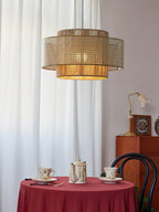 Ulshayra Lampe Suspension en Rotin Concentrique