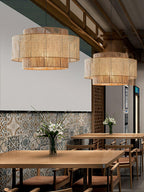 Ulshayra Lampe Suspension en Rotin Concentrique