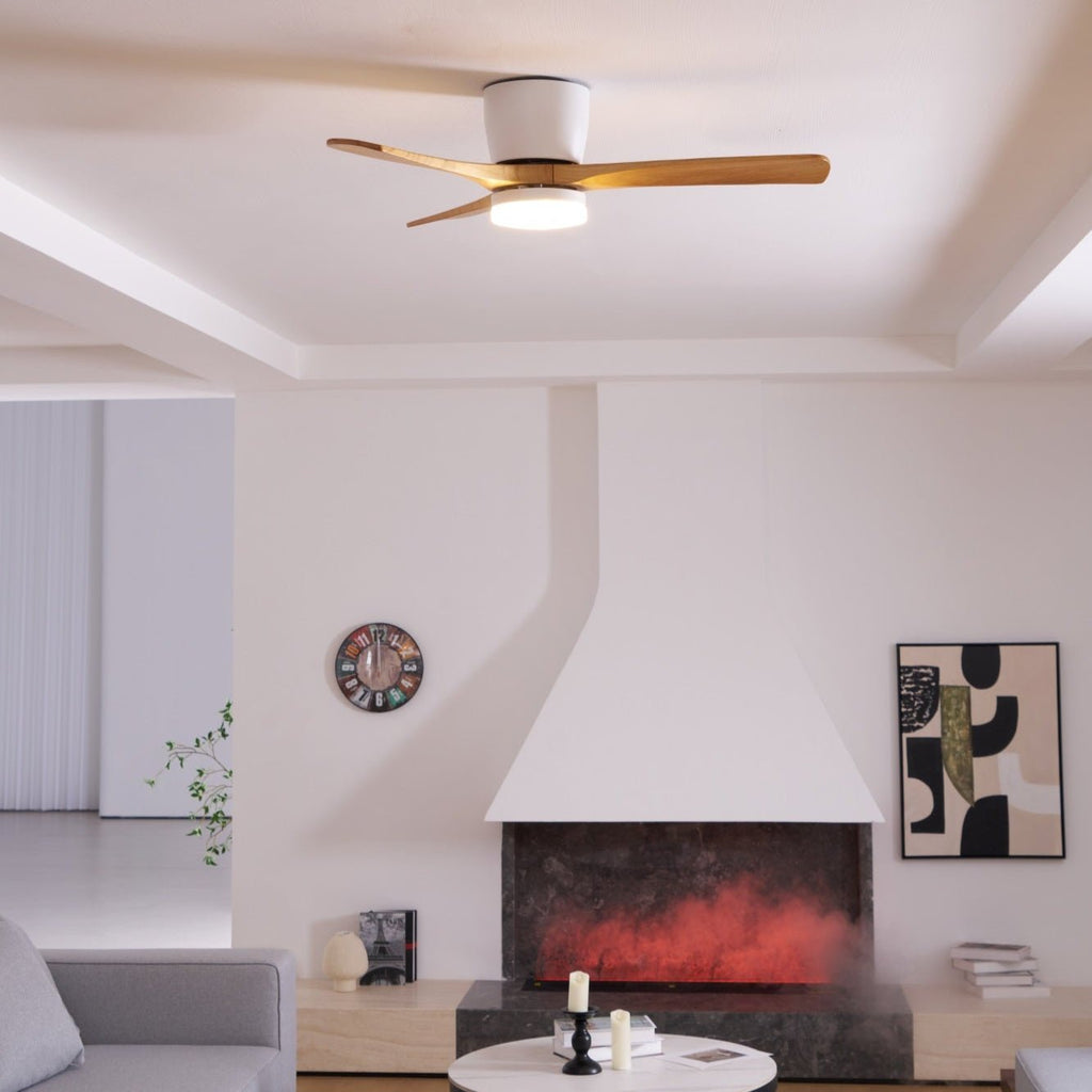 Plafonnier ventilateur moderne en bois Elena