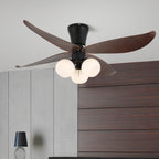 Plafonnier Ventilateur Lunair Vintage en Bois et Verre