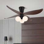 Plafonnier Ventilateur Lunair Vintage en Bois et Verre