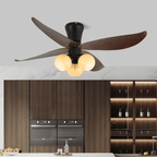 Plafonnier Ventilateur Lunair Vintage en Bois et Verre