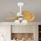 Ventilateur de plafond Aurelia en bois et verre vintage avec lumière