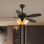 Plafonnier Ventilateur Calviera en Bois et Verre Vintage