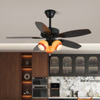 Plafonnier Ventilateur Calviera en Bois et Verre Vintage