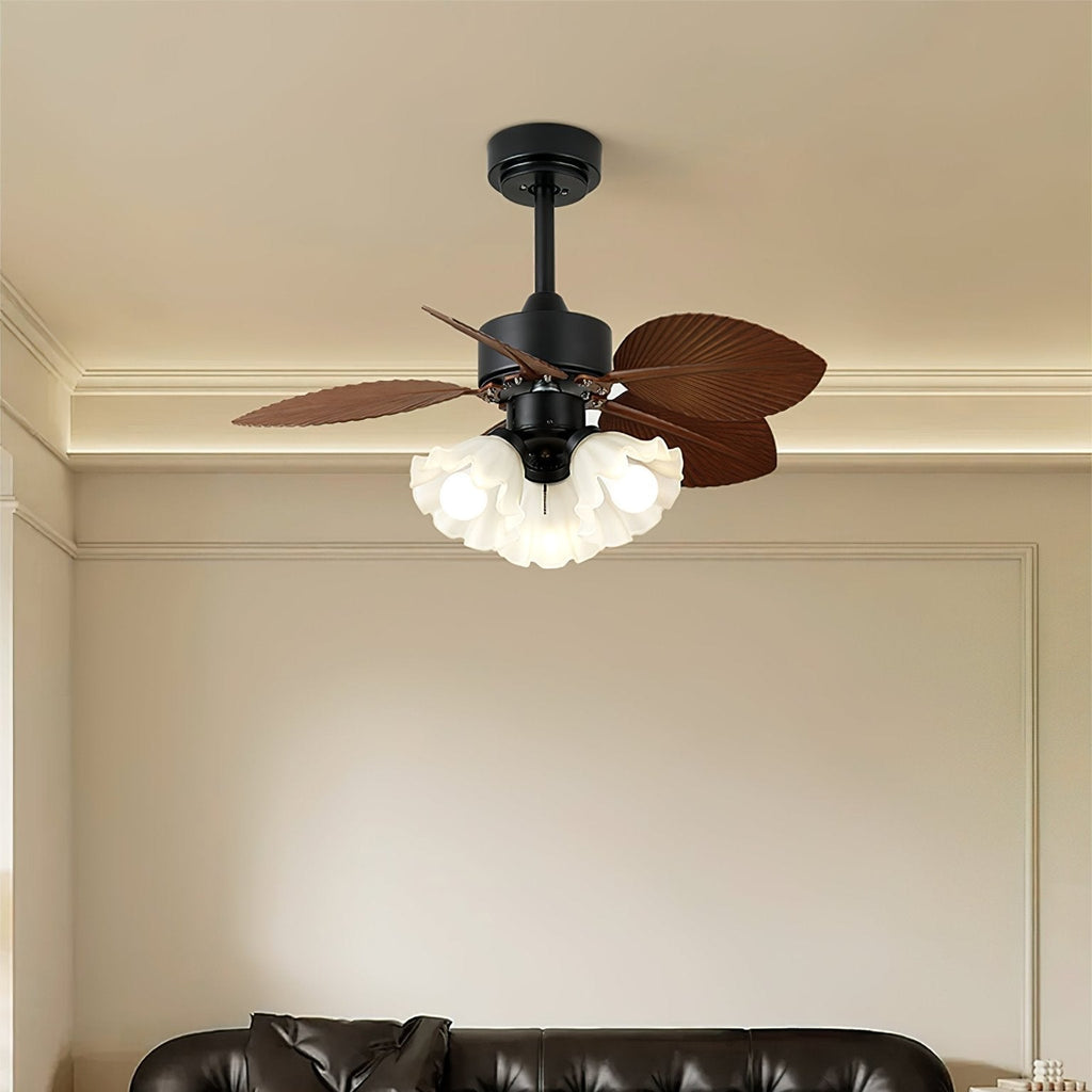 Ventilateur de Plafond Rosalyn en Bois Vintage avec Lumière