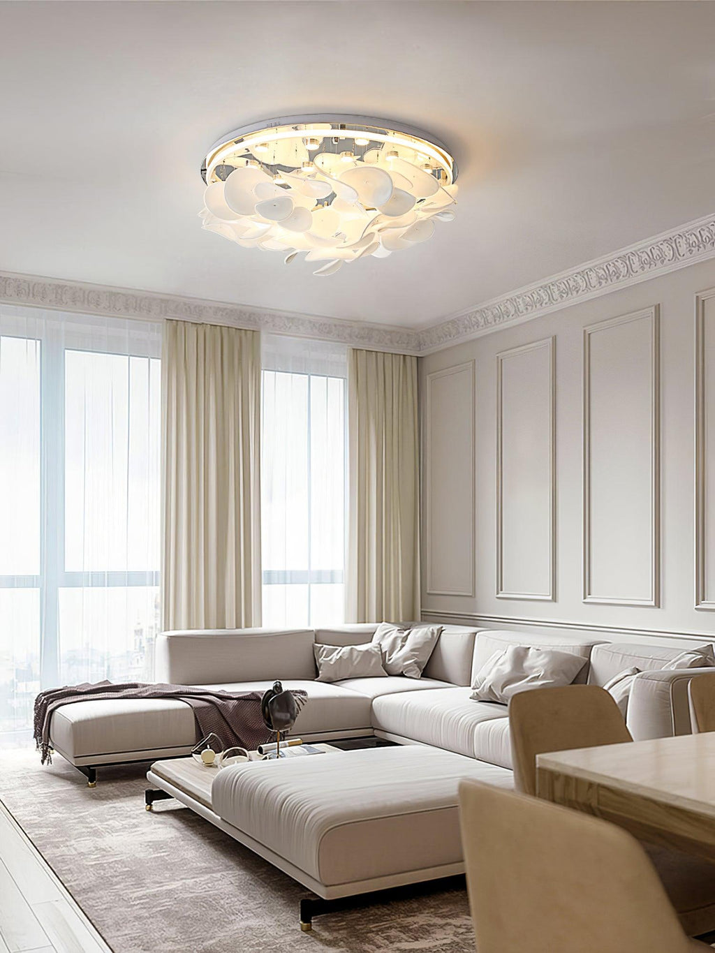Lustra Lampe de plafond florale française en pétales pour maisons modernes