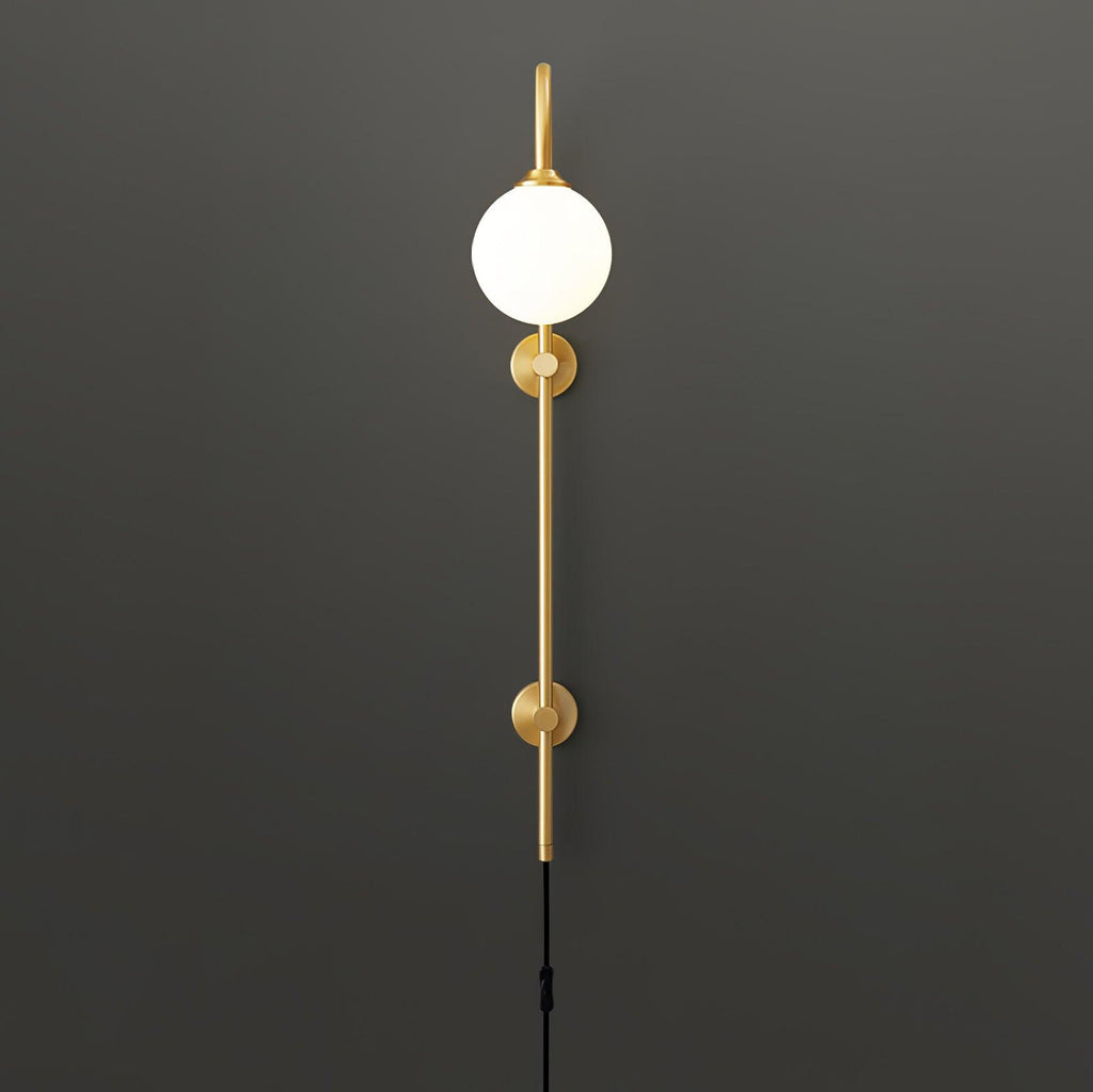 Evshaia Applique Murale Globe Élégance Premium en Laiton et Verre avec Prise