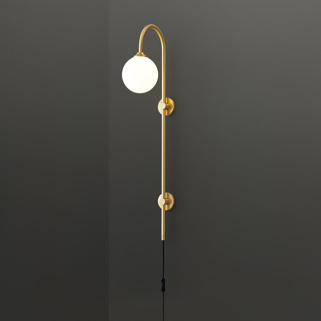Evshaia Applique Murale Globe Élégance Premium en Laiton et Verre avec Prise