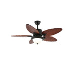 Plafonnier Ventilateur Virella en Bois Tropical et Verre