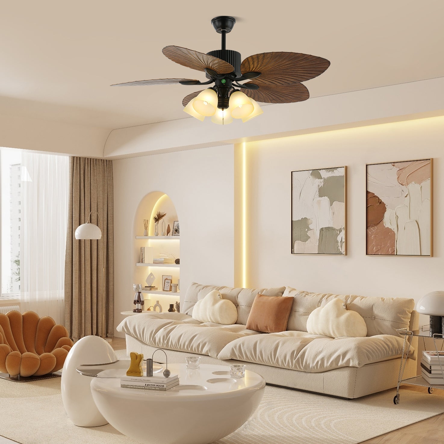 Ventilateur de Plafond Alistair avec Lumière et Pales en Bois