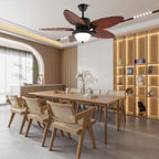 Plafonnier Ventilateur Virella en Bois Tropical et Verre