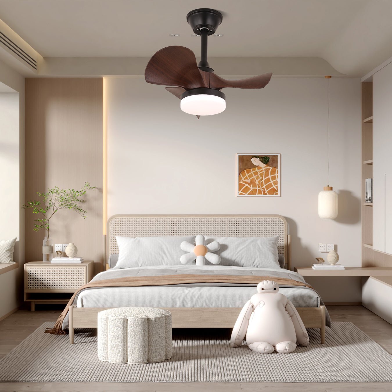 Plafonnier Ventilateur Neriah Moderne en Bois
