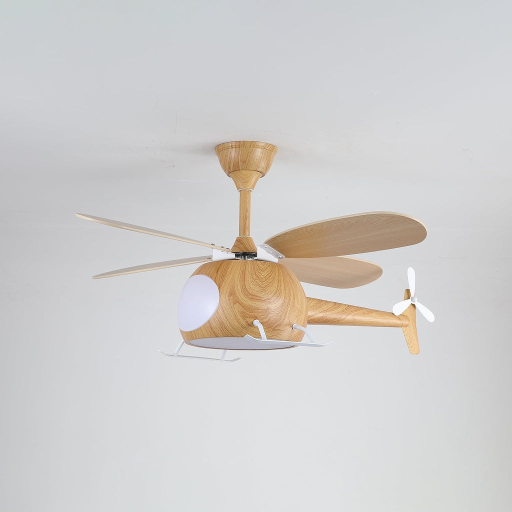 Ventilateur de plafond et luminaire Aviara Bois Moderne pour chambre d'enfant