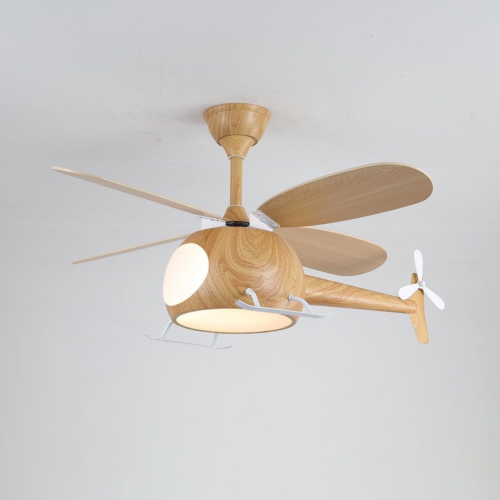 Ventilateur de plafond et luminaire Aviara Bois Moderne pour chambre d'enfant
