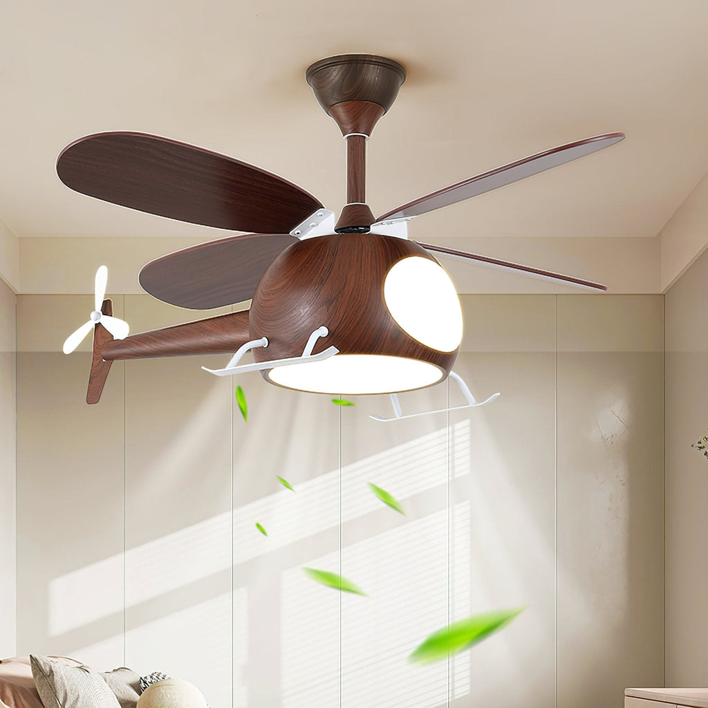 Ventilateur de plafond et luminaire Aviara Bois Moderne pour chambre d'enfant