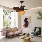 Plafonnier ventilateur Solaya en rotin tropical