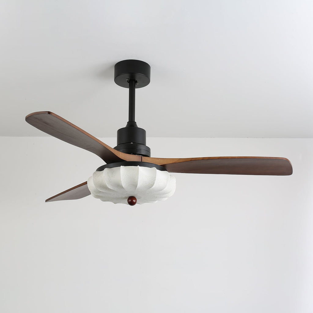 Ventra Plafonnier Ventilateur Vintage en Verre et Bois