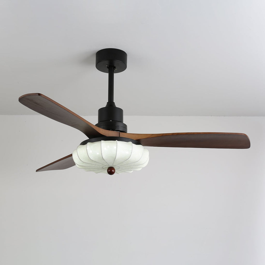 Ventra Plafonnier Ventilateur Vintage en Verre et Bois