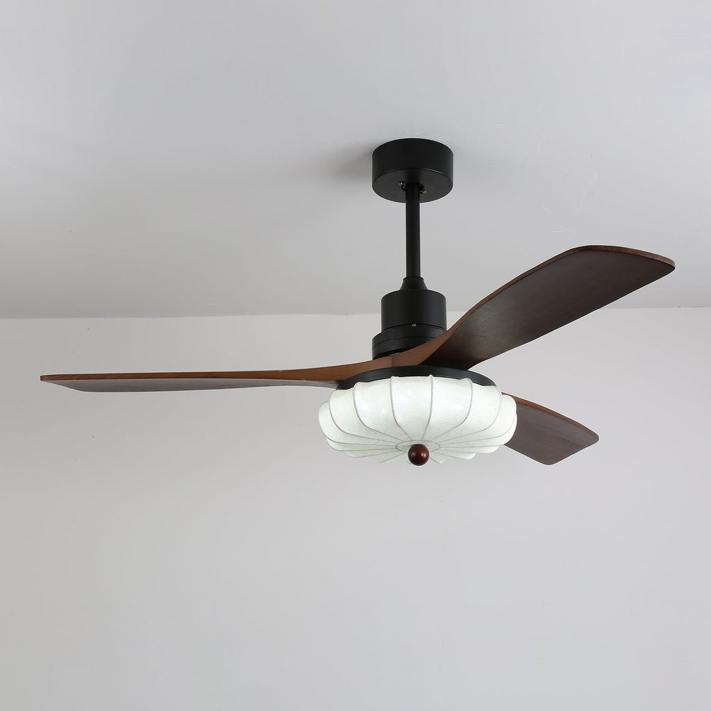 Ventra Plafonnier Ventilateur Vintage en Verre et Bois