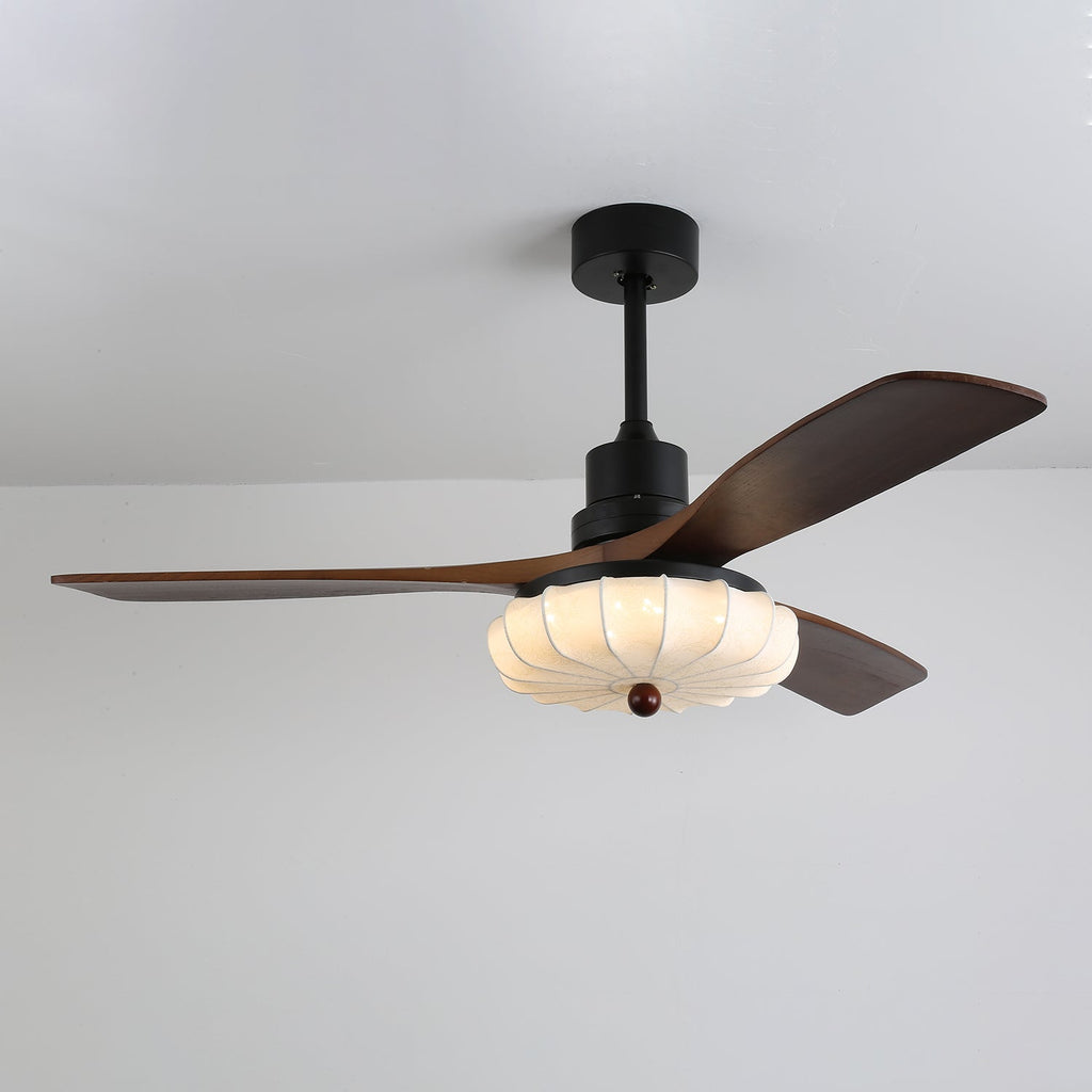 Ventra Plafonnier Ventilateur Vintage en Verre et Bois
