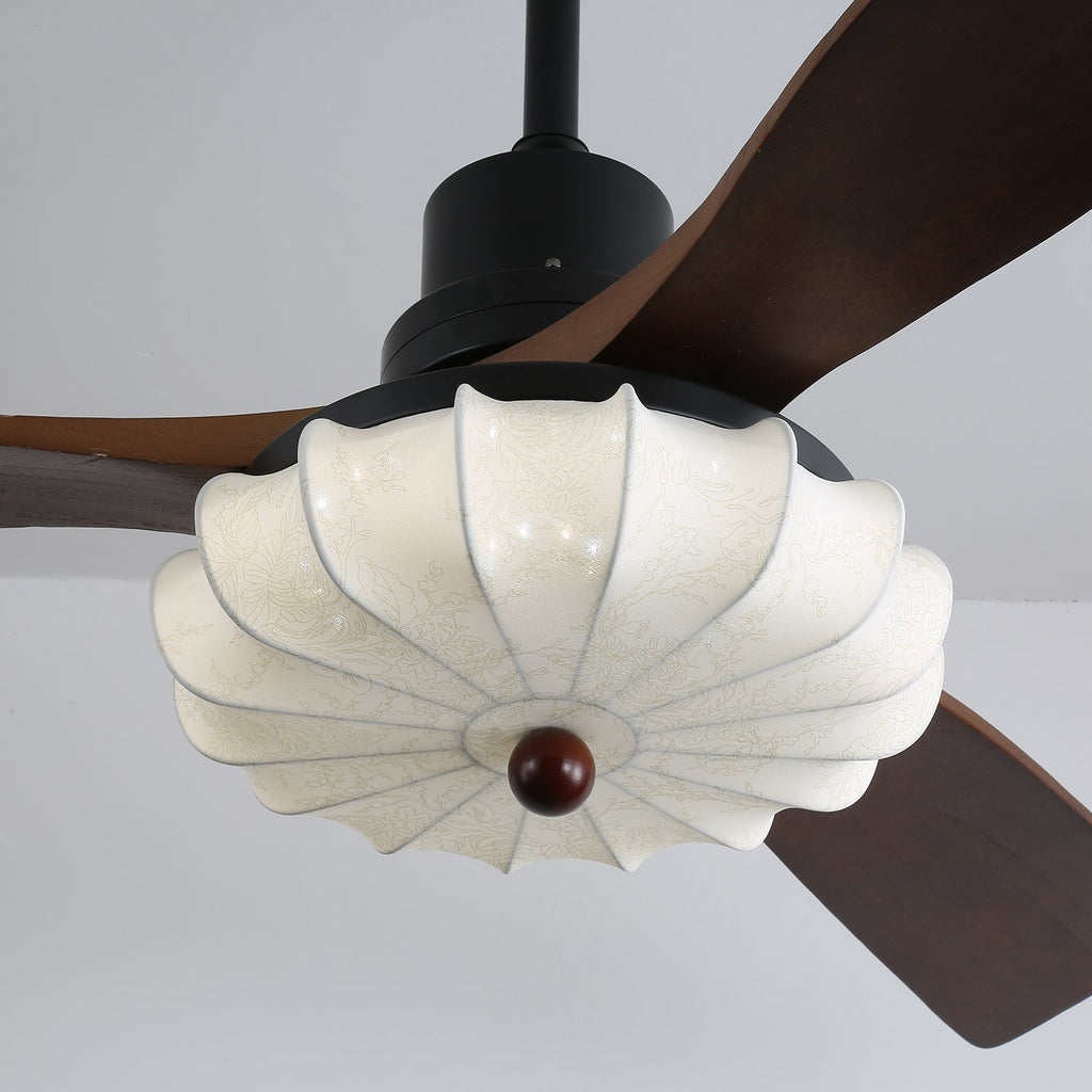 Ventra Plafonnier Ventilateur Vintage en Verre et Bois