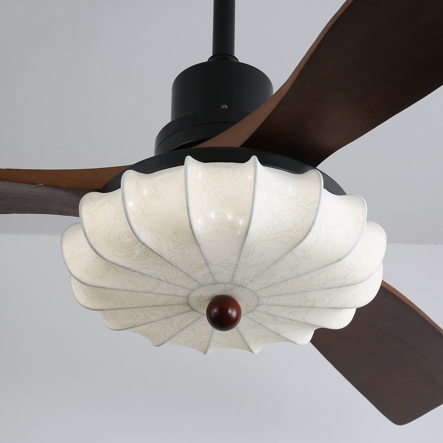 Ventra Plafonnier Ventilateur Vintage en Verre et Bois