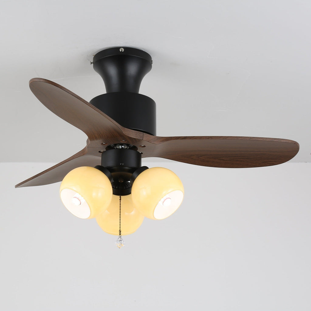 Plafonnier ventilateur Gwen en verre vintage