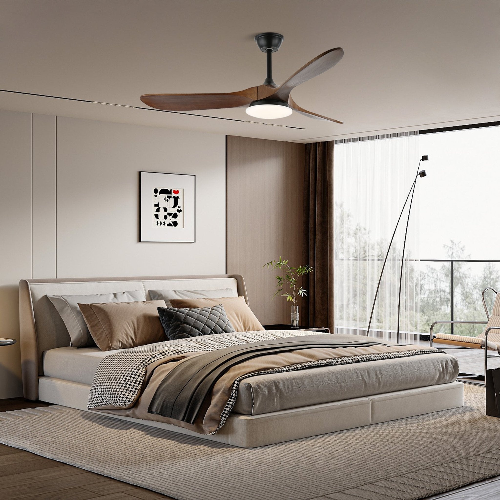 Plafonnier ventilateur moderne en bois Velix